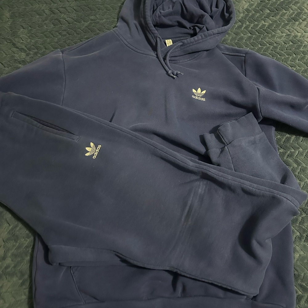 Adidas Blue Fleece Hoodie Classic Pullover